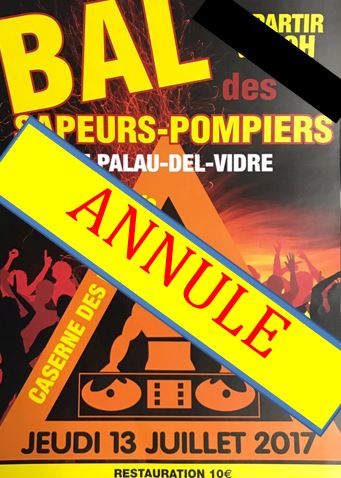 Bal des Sapeurs-Pompiers ANNULE