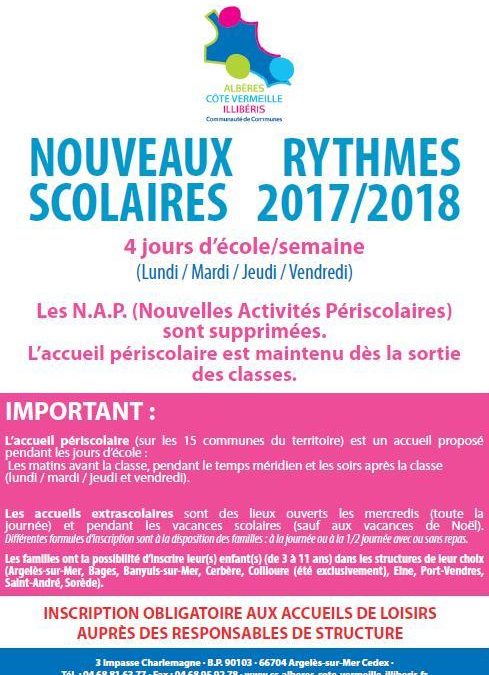 RYTHMES SCOLAIRES 2017-2018