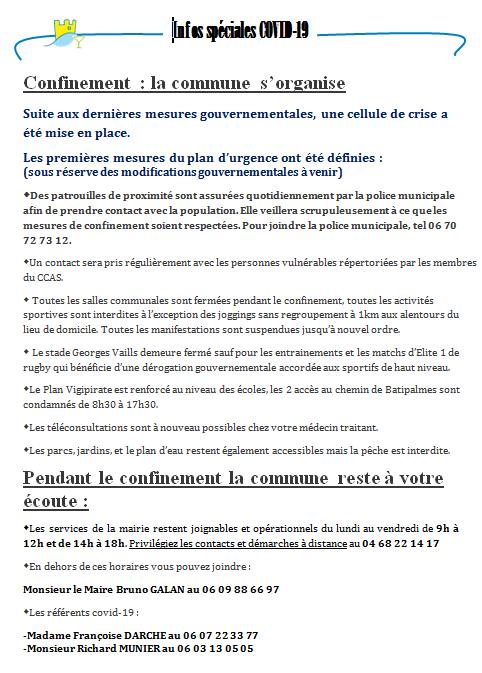 [COVID-19] CONFINEMENT : LA COMMUNE S&rsquo;ORGANISE