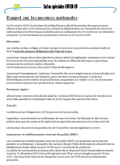[COVID-19] CONFINEMENT : RAPPEL SUR LES MESURES NATIONALES