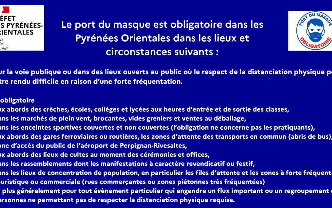 [COVID-19] ADAPTATION DU PORT DU MASQUE