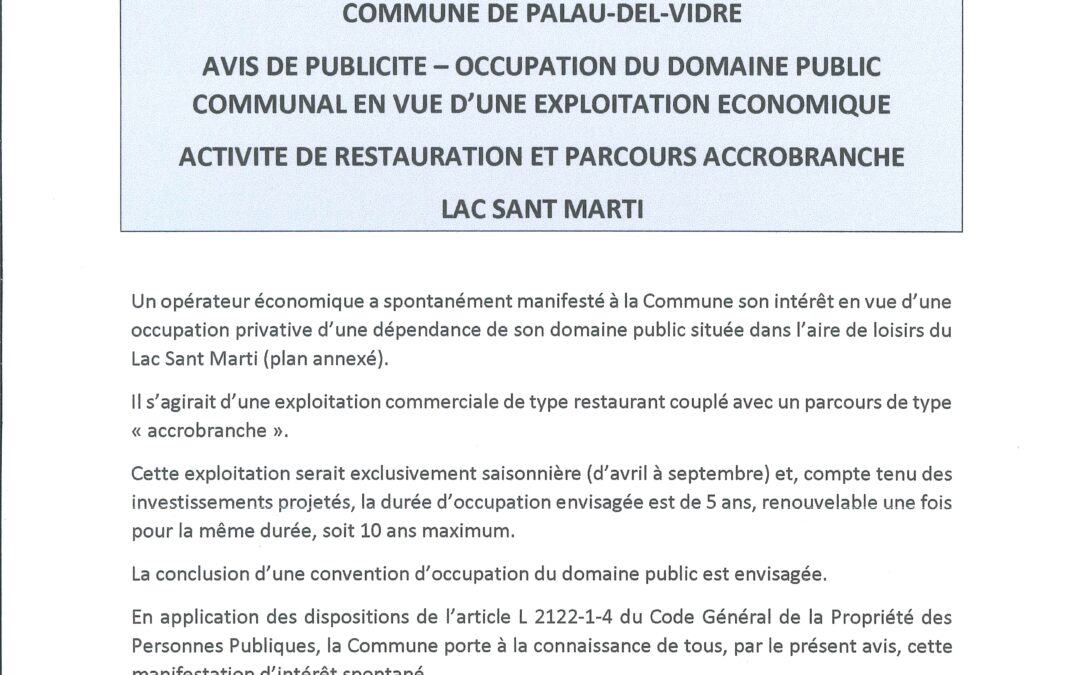 AVIS DE PUBLICITE