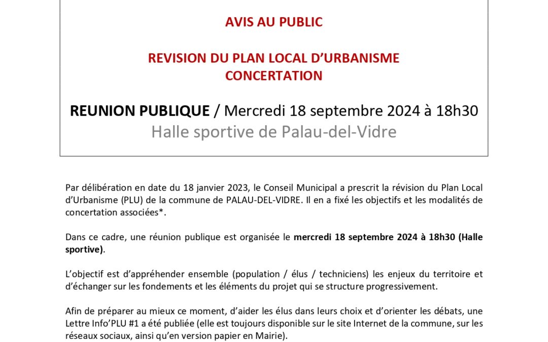 Réunion publique – PLU
